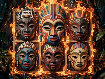 9 Masks of Fire afrikanischer Masken-Slot mit Feuer-Elementen bei XON Casino