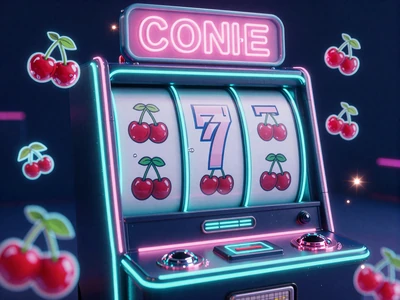 Neon-Spielautomat im Cyberpunk-Stil mit leuchtenden Walzen bei XON Casino