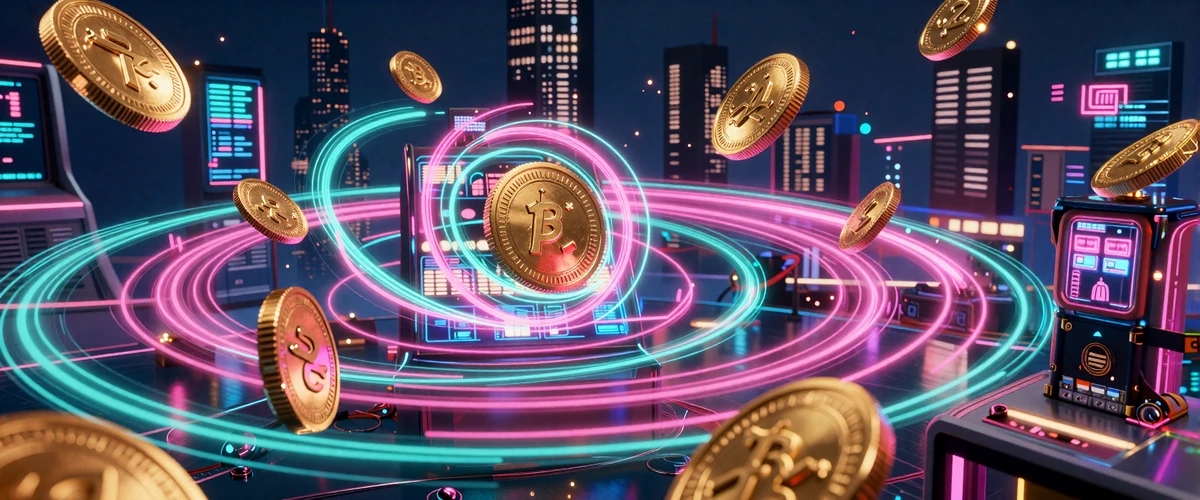 XON Casino Freispiele ohne Einzahlung - 50 Free Spins mit leuchtenden Neon-M&uuml;nzen im Cyberpunk-Stil
