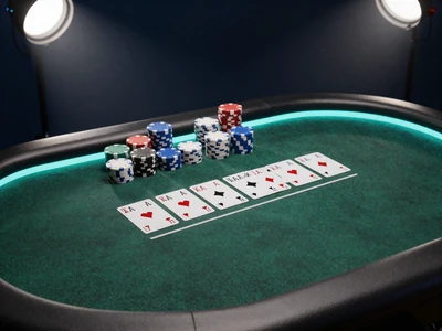 Live Poker Kategorie mit Gemeinschaftskarten und Chips auf gr&uuml;nem Tisch bei XON Casino