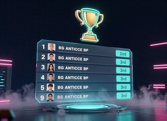 XON Casino Turnier-Leaderboard mit holografischer Rangliste und Neon-Troph&auml;e