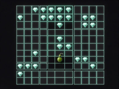 Mines Instant-Game mit Neon-Feldern und versteckten Diamanten bei XON Casino spielen