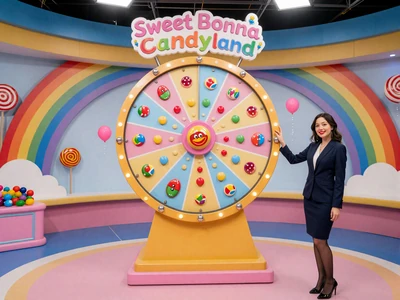 Sweet Bonanza Candyland Live-Show mit Candy-Gl&uuml;cksrad im bunten Studio bei XON Casino